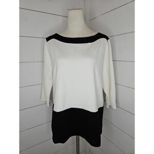 Chico's Large White & Black boatneck top